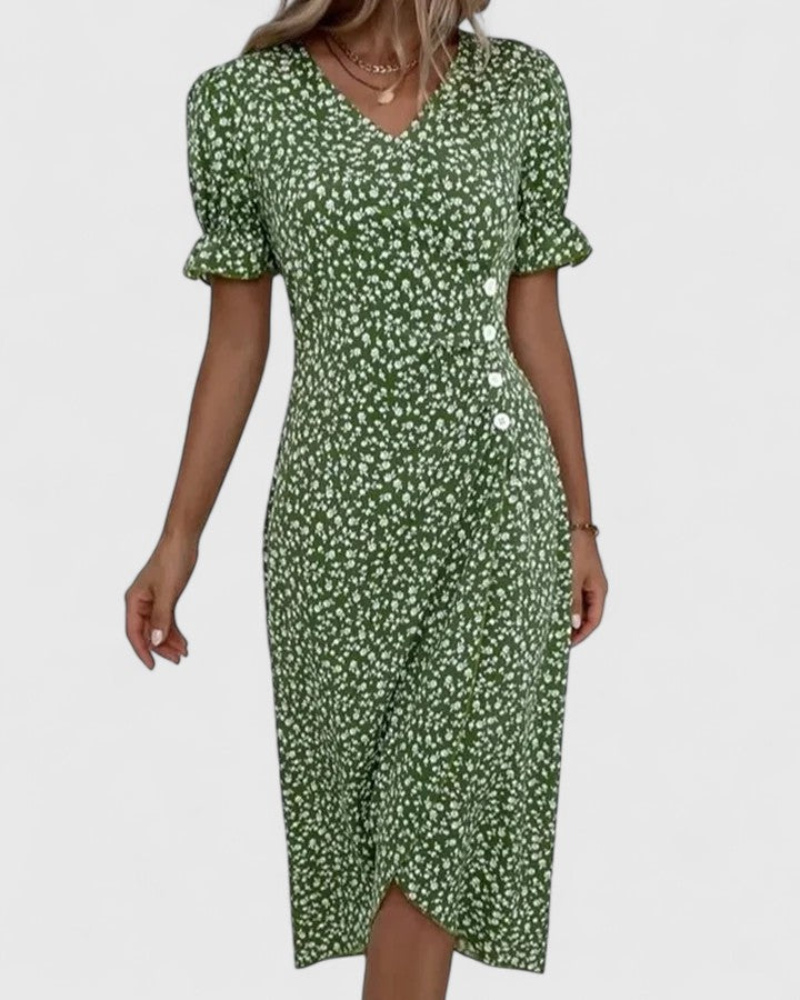 Kataryna floral wrap dress in Green, view 5
