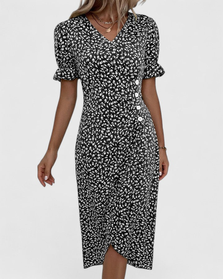 Kataryna floral wrap dress in Black, view 10