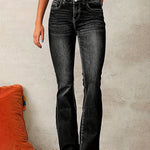 Aya high-waisted flared jeans in Black, view 3