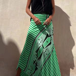 High waisted striped maxi skirt in Green, view 5