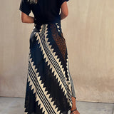 High waisted striped maxi skirt, view 4