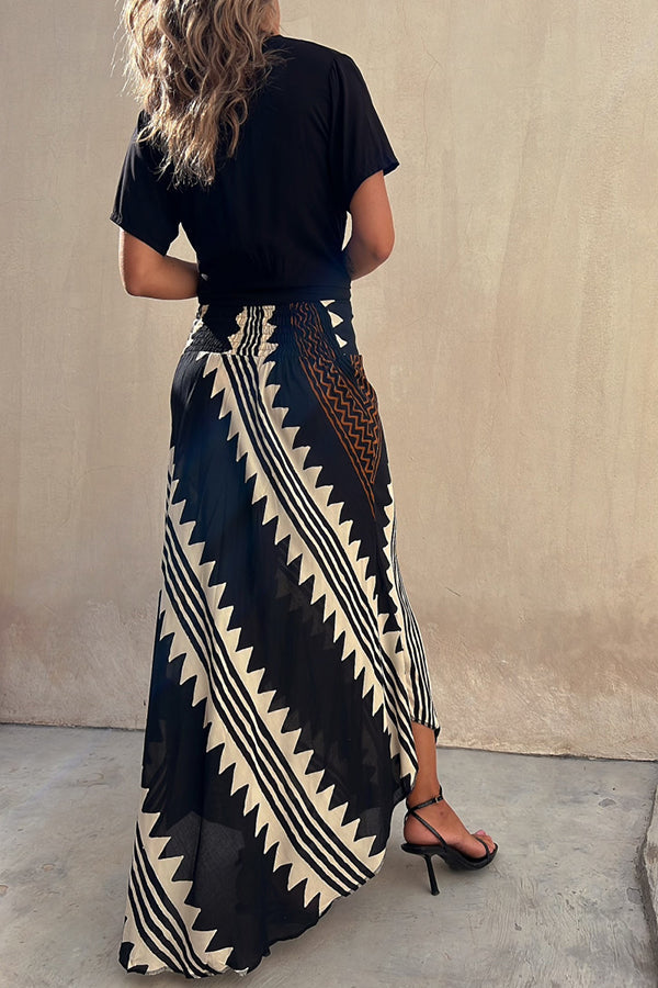 High waisted striped maxi skirt, view 4