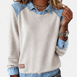 Mia casual long sleeve blouse in Beige, front view