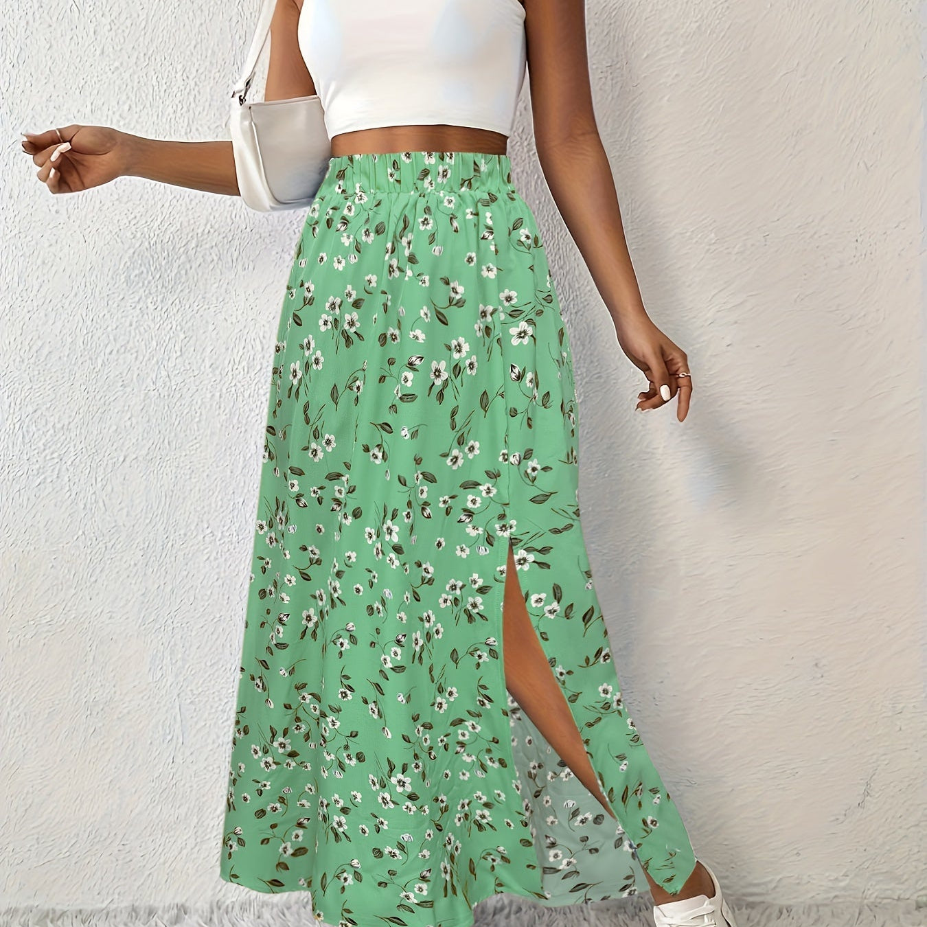 Paige floral print maxi skirt in Mint Floral, view 3