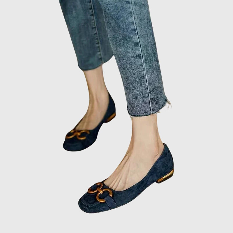 Erica Orthopaedic Buckle Sandals in Blue, front view