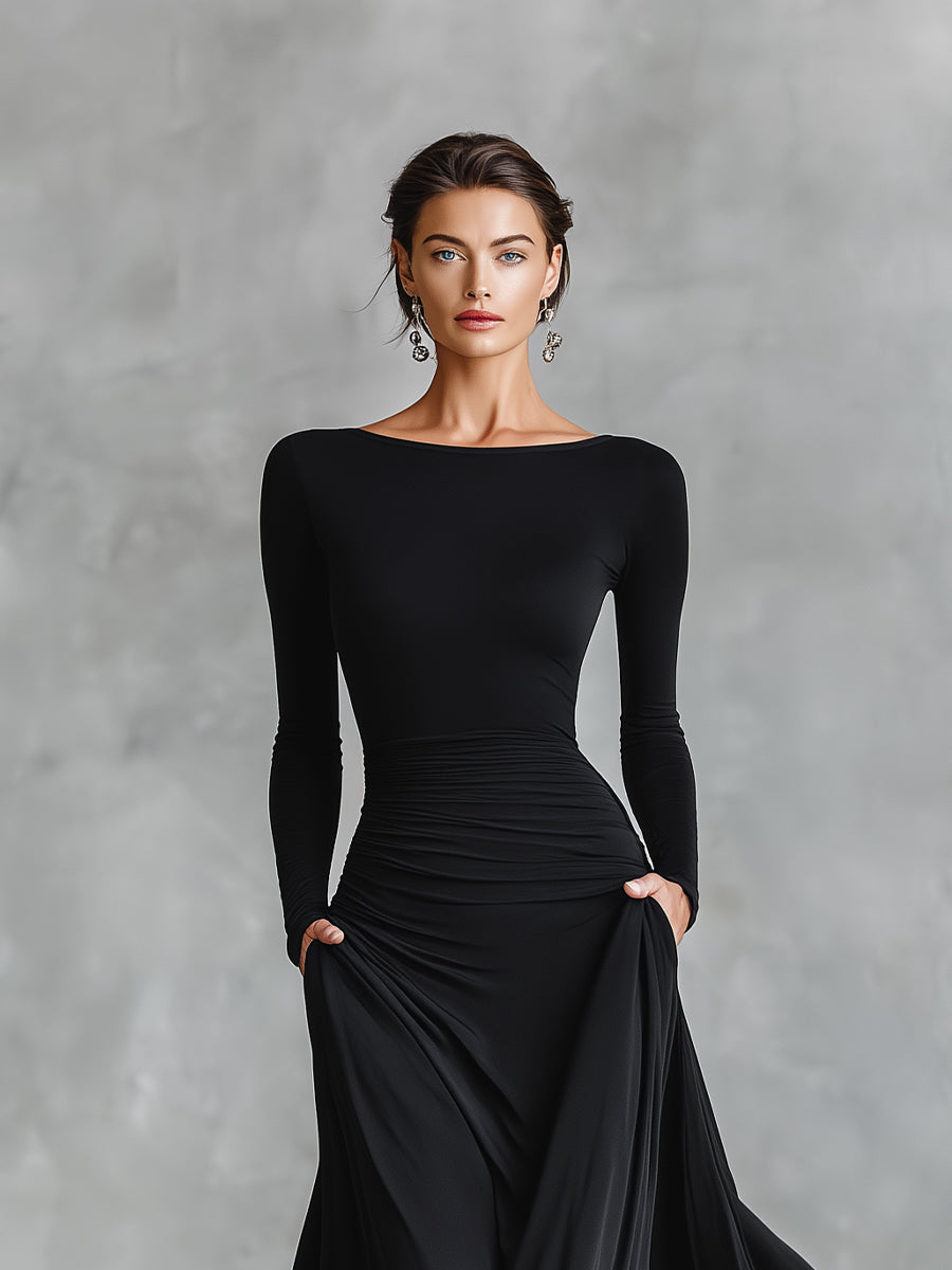 Rubi elegant black maxi dress, view 4