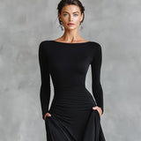 Rubi elegant black maxi dress, view 4