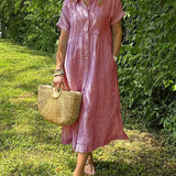Cassandra Striped Shirt Dress in Red, view 6