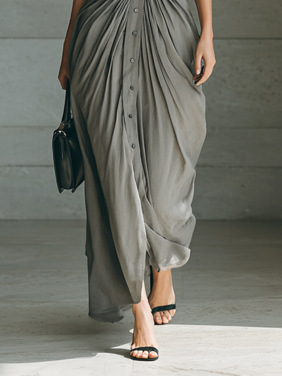 Zahara belted pleated maxi dress, view 4