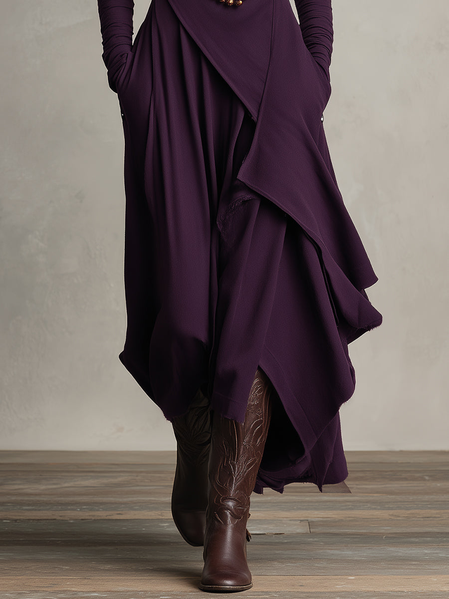 Natalie draped turtleneck knit dress, view 7