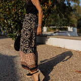 Yalina boho print maxi skirt with fringes, view 8