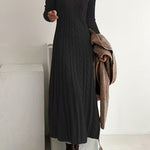 Olivia cable knit midi dress in Black, view 5