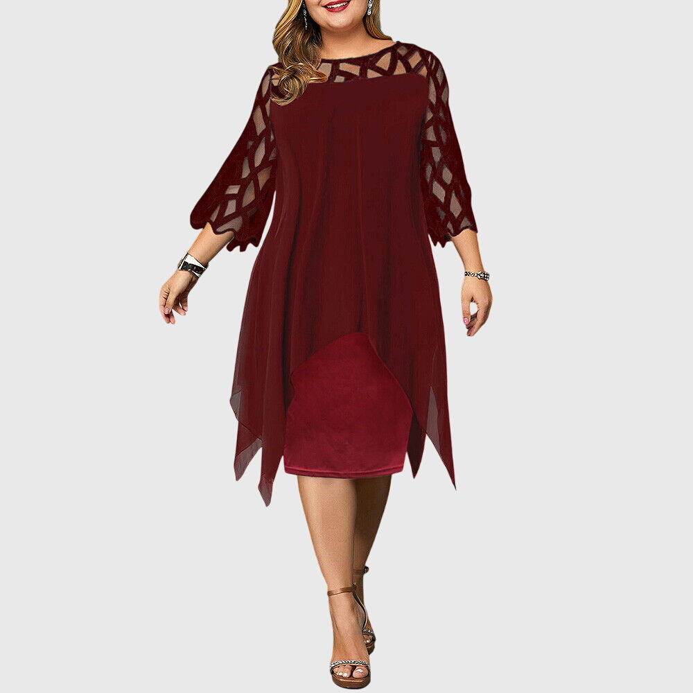Juliana lace sleeve dress in Red Wine, view 3