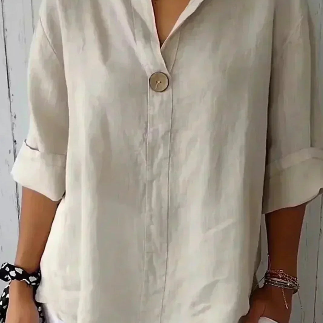 Zamma relaxed top in Beige, front view