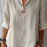 Zamma relaxed top in Beige, front view