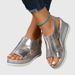 Veronica T strap sandals in Silver, view 2