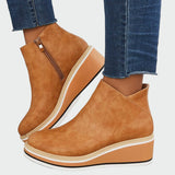 Olive | Leather Platform Orthopaedic Ankle Boots