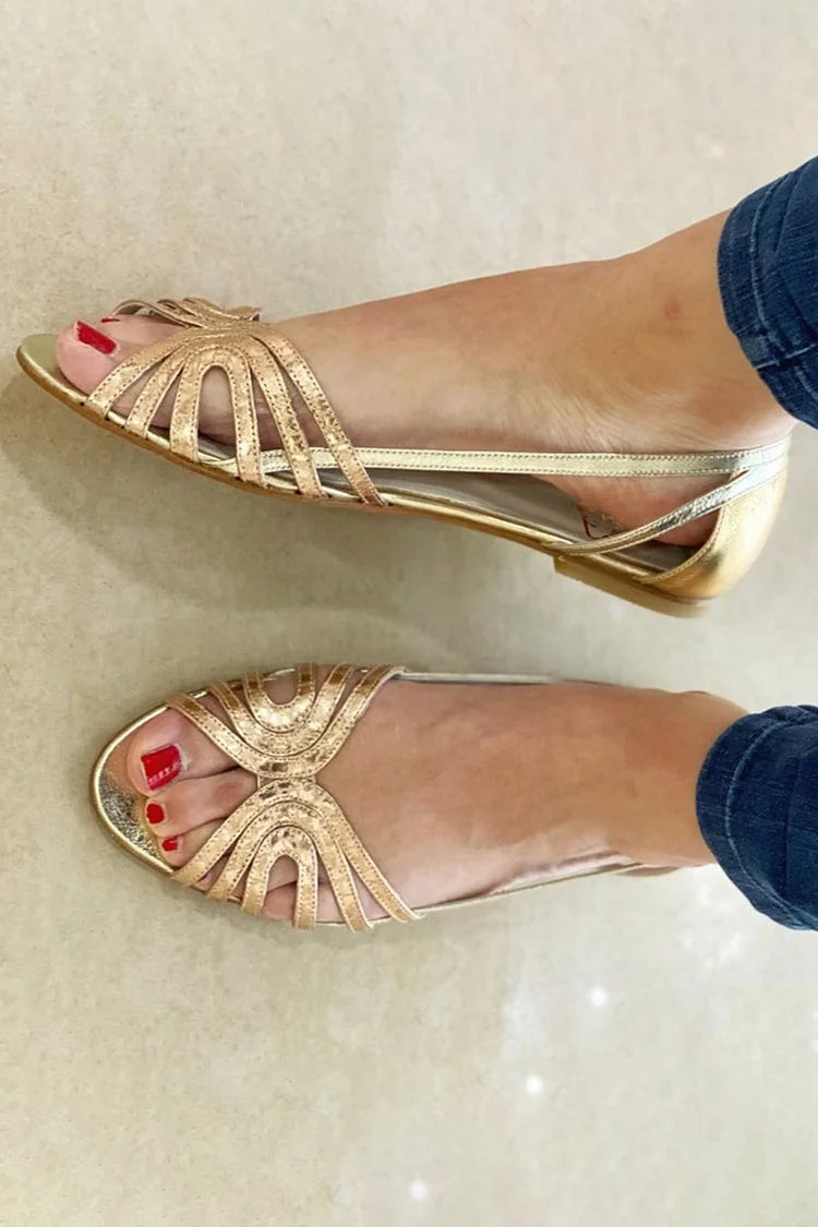 Saoirse flat sandal in Gold, view 2
