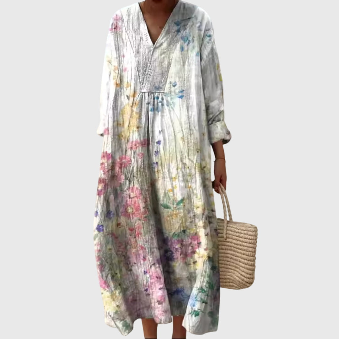 Stephanie geometric print maxi dress in White Floral, view 8