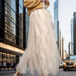 Cecil mesh layered tutu skirt in Apricot, view 11