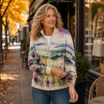 Averil Scottish thistle zip-up cardigan, view 3