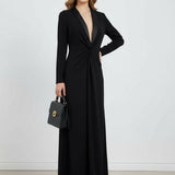 Kara deep V-neck maxi dress, view 3