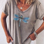 Estelle V-neck tee in Grey, view 2