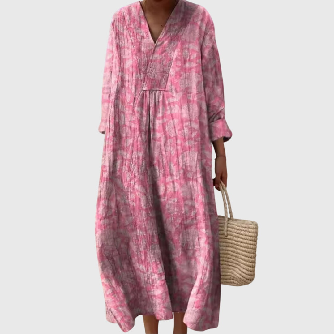 Stephanie geometric print maxi dress in Pink, view 4