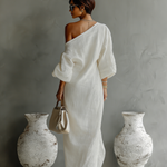Off shoulder linen maxi dress, view 8