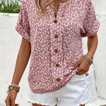 Verna pink floral blouse, view 3