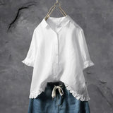 Mira refined chic top in White, front view