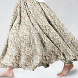 Caliane floral lace print maxi skirt in Khaki, front view