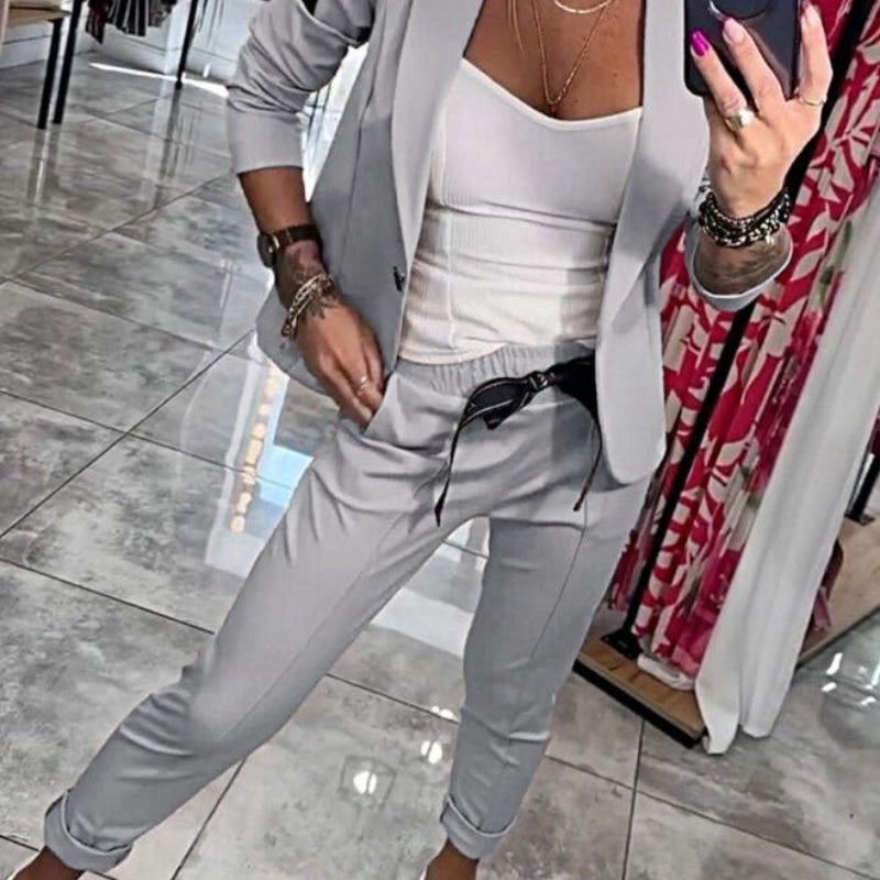 Malou jacket and trouser two-piece set in Grey, view 3
