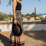 Yalina boho print maxi skirt with fringes, view 6