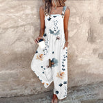 Comfortable Large Daisy Print Dungarees in White, view 3