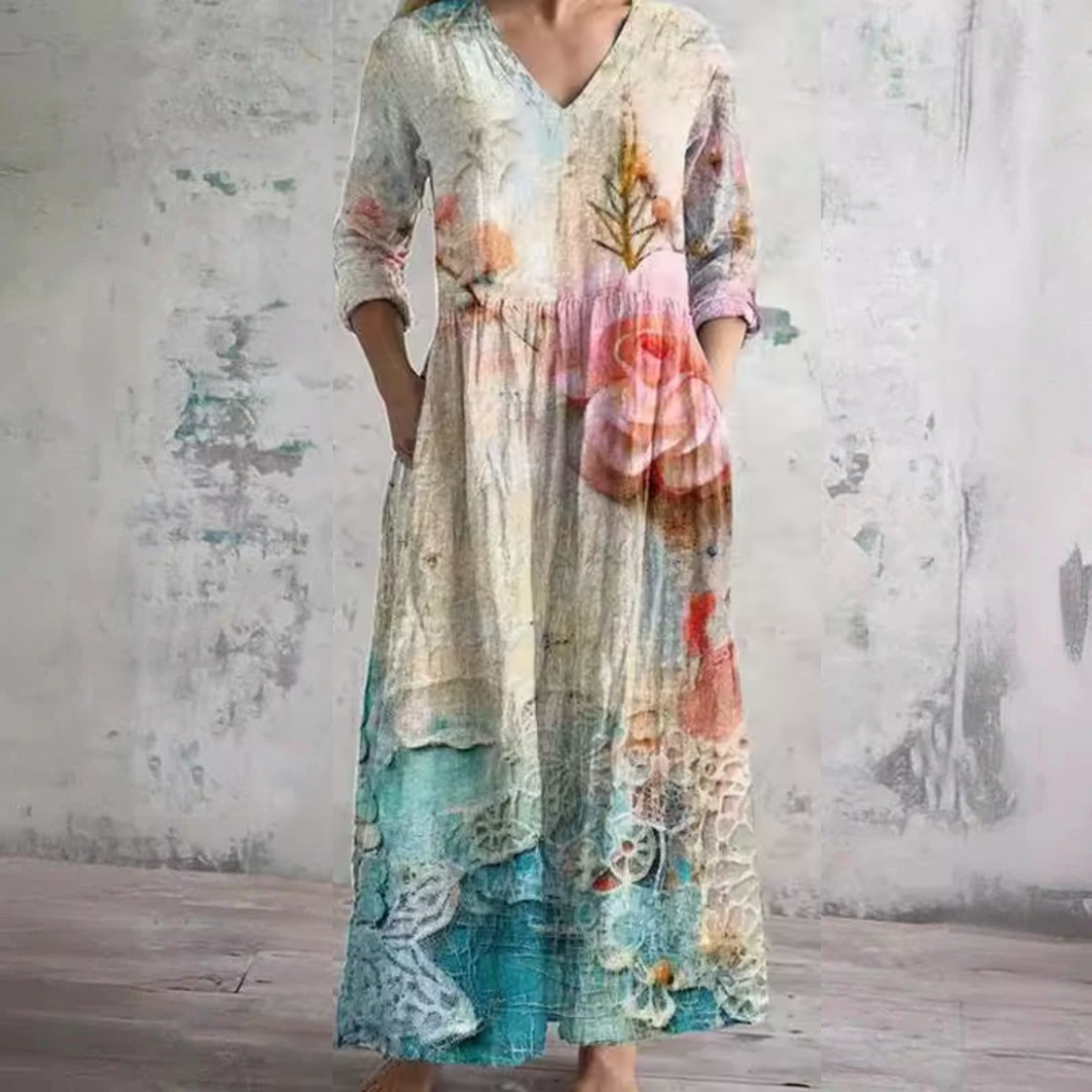 Patricia elegant floral summer dress in Multicolour, front view