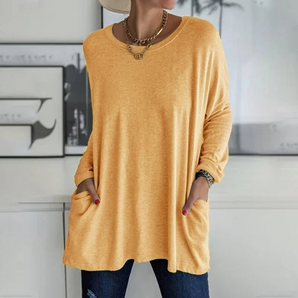 Moira relaxed long sleeve top in Yellow, view 10