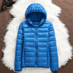 Metta sky blue hooded puffer jacket, view 2