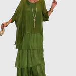 Susan long flowing elegant maxi dress in Dark Green, view 15
