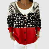 Madeline geometric print buttoned cardigan, front view