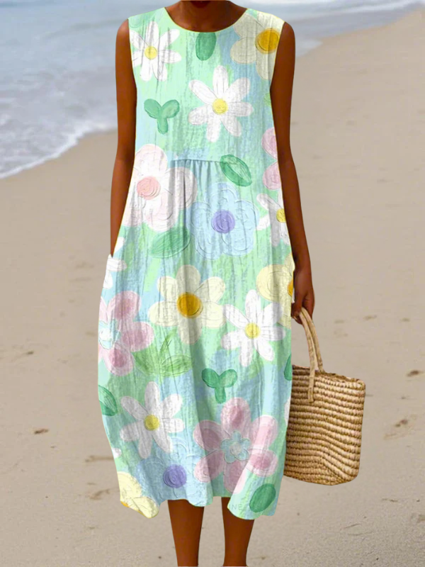 Celia Pastel Floral Midi Dress, front view