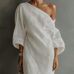 Aurora one shoulder linen maxi dress, view 7