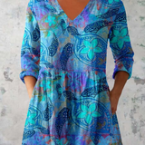 Juliette turquoise floral blouse in Blue, front view