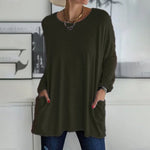 Moira relaxed long sleeve top in Army Green, view 11