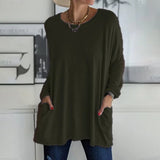 Moira relaxed long sleeve top in Army Green, view 11