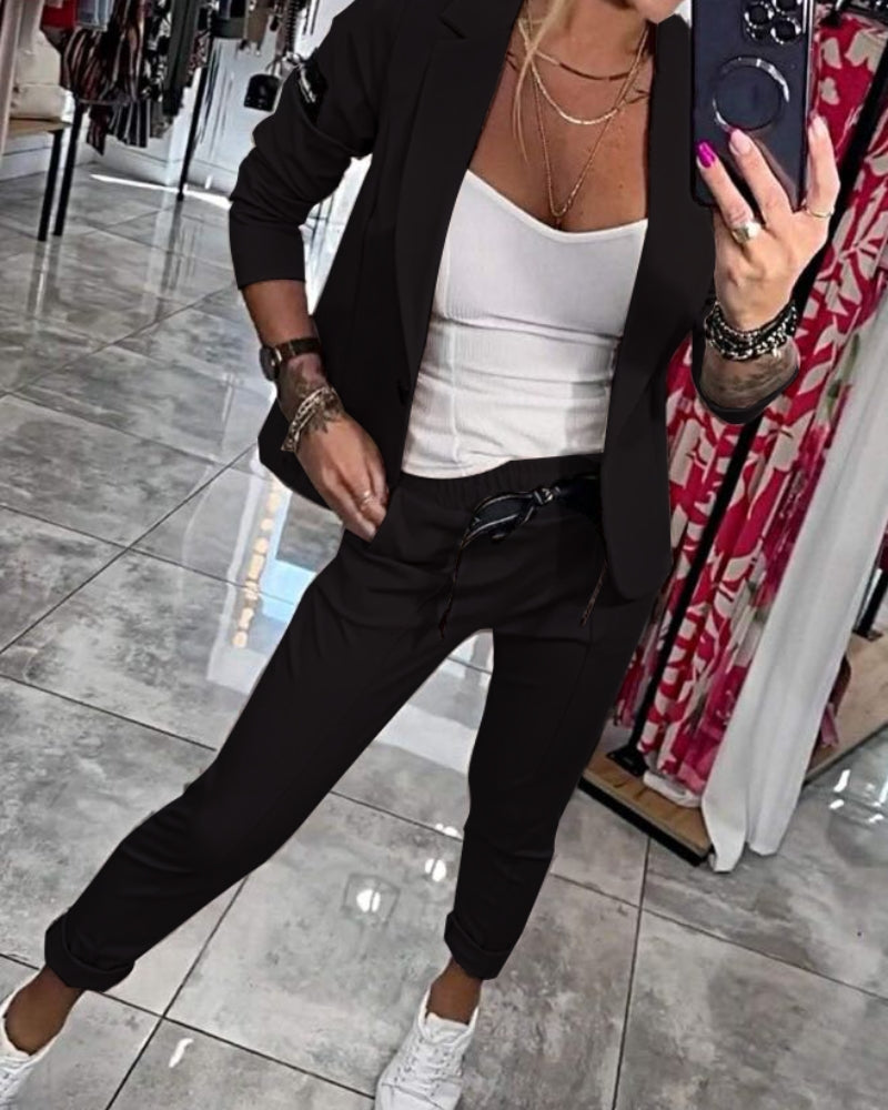 Malou jacket and trouser two-piece set in Black, view 5