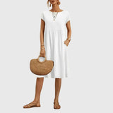 Mirabel short sleeve spring dress in White, view 12