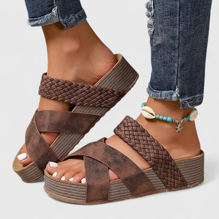 Danyzelle Orthopaedic Crossover Sandals in Brown, view 6