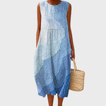 Sophryana comfortable knee length dress in Blue Wave, view 3