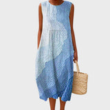 Sophryana comfortable knee length dress in Blue Wave, view 3